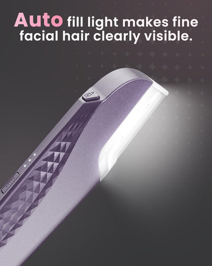 Dermaplane Razor For Facial Hair Removal with Led Light, Rechargeable Sonic smooth Facial Hair Remover with 8 Replacement Blades