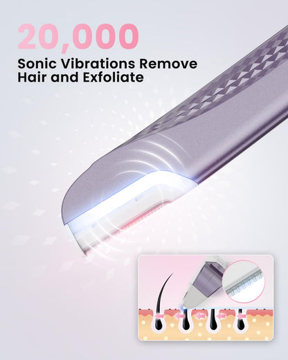 Dermaplane Razor For Facial Hair Removal with Led Light, Rechargeable Sonic smooth Facial Hair Remover with 8 Replacement Blades