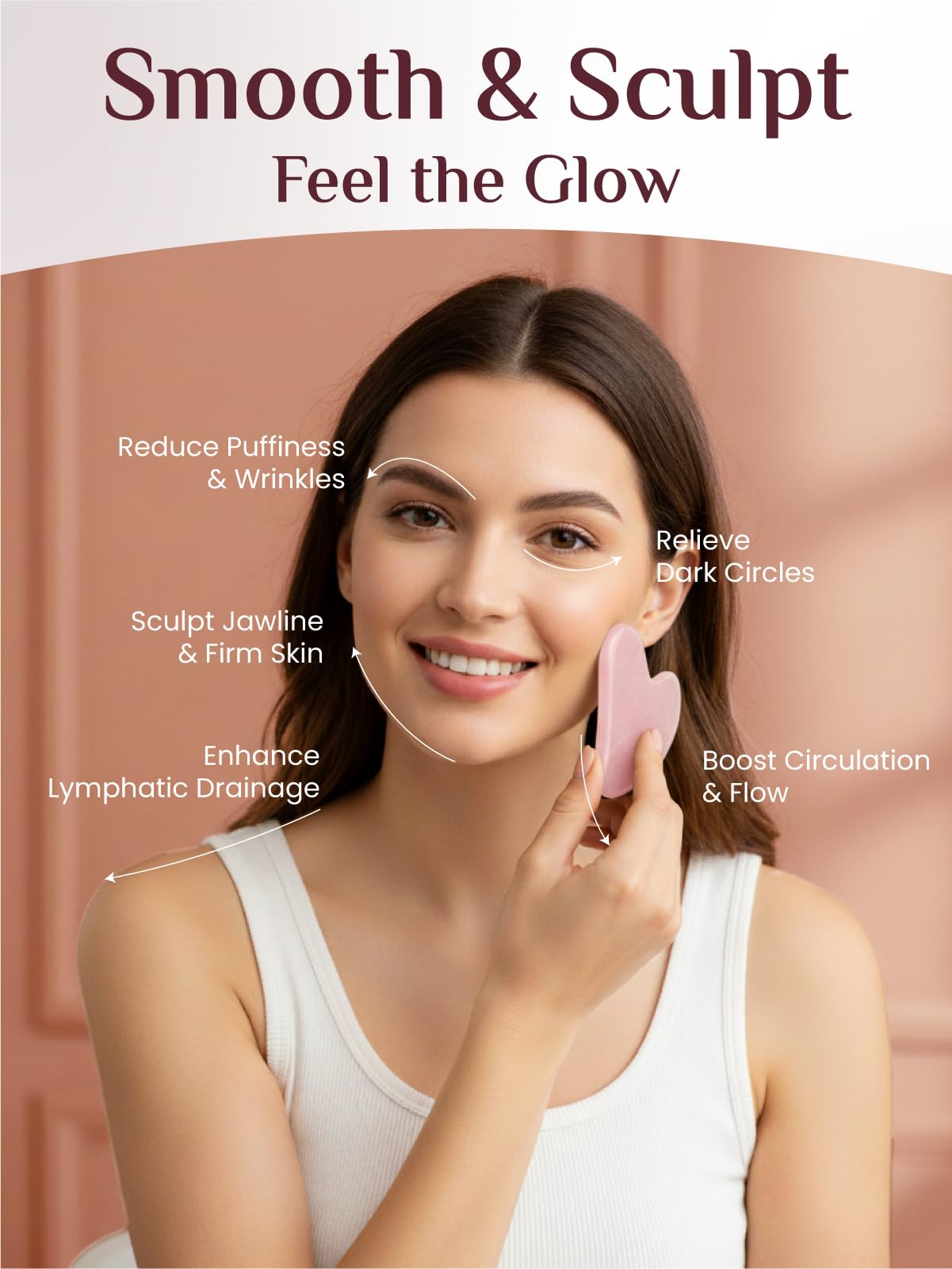 Jade Stone Guasha Tool for Facial Massager for Jawline Sculpting and Puffiness Reducing