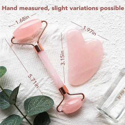 Rose Quartz Face Roller & Gua Sha Facial Tool Set