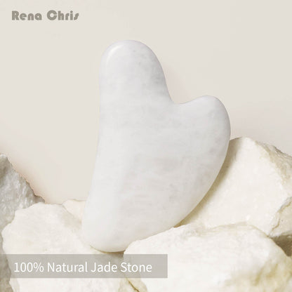 Jade Stone Guasha Tool for Facial Massager for Jawline Sculpting and Puffiness Reducing