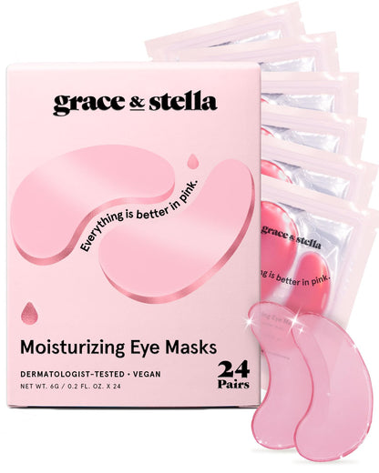 Award Winning Under Eye Mask Reduce Dark Circles, Puffy Eyes, Undereye Bags, Wrinkles, Gel Under Eye Patches, Birthday Gifts for Women - Vegan (24 Pairs, Blue)