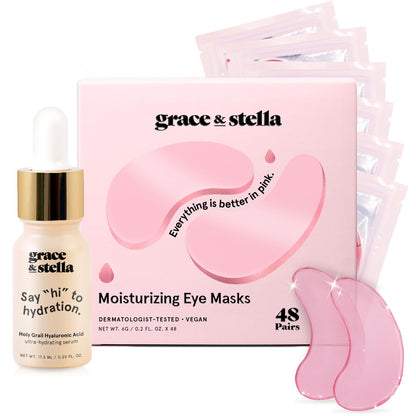 Award Winning Under Eye Mask Reduce Dark Circles, Puffy Eyes, Undereye Bags, Wrinkles, Gel Under Eye Patches, Birthday Gifts for Women - Vegan (24 Pairs, Blue)