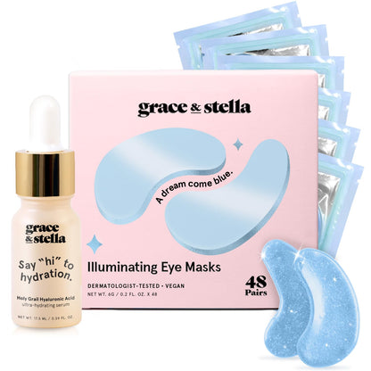 Award Winning Under Eye Mask Reduce Dark Circles, Puffy Eyes, Undereye Bags, Wrinkles, Gel Under Eye Patches, Birthday Gifts for Women - Vegan (24 Pairs, Blue)