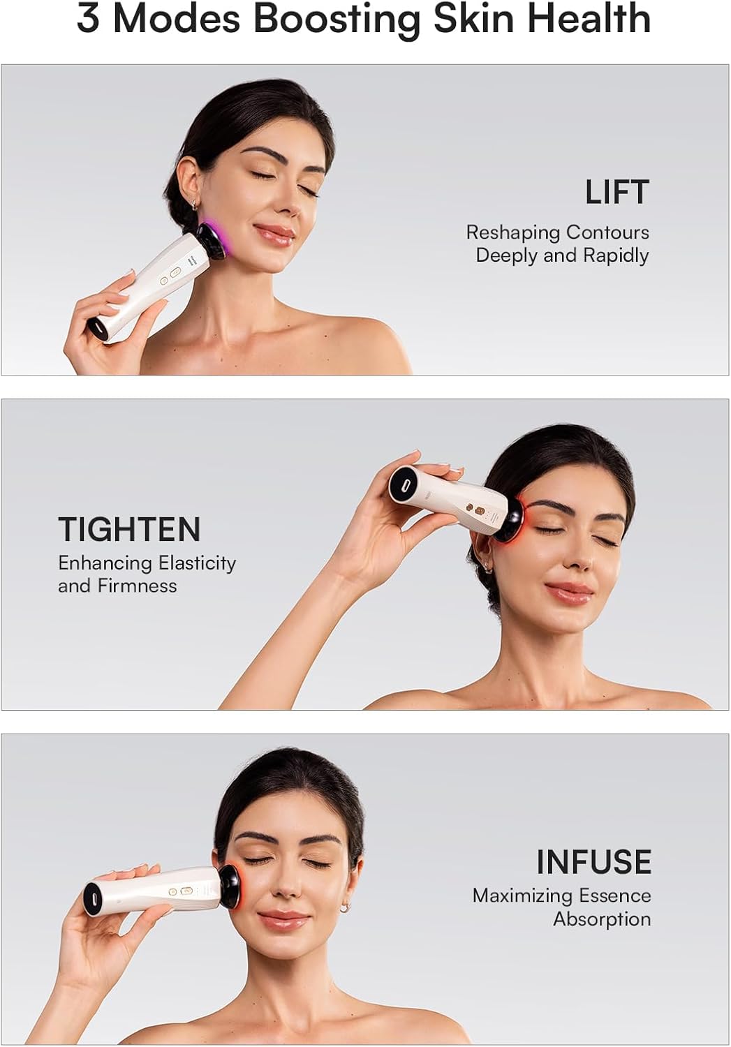 3-in-1 Skin Tightening Device True Beauty Glow Facial Massager