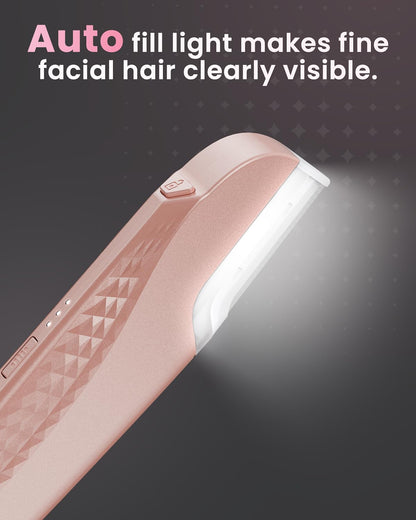 Dermaplane Razor For Facial Hair Removal with Led Light, Rechargeable Sonic smooth Facial Hair Remover with 8 Replacement Blades