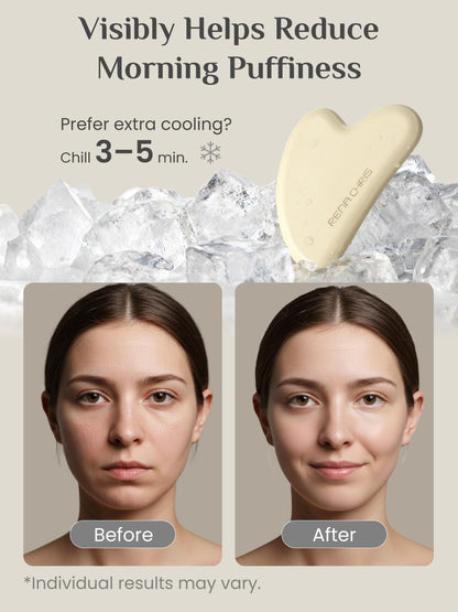Jade Stone Guasha Tool for Facial Massager for Jawline Sculpting and Puffiness Reducing