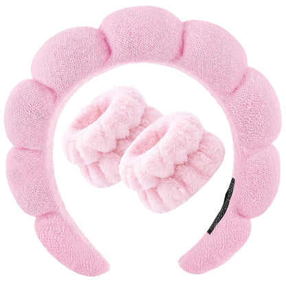 Spa Headband for Washing Face Wristband Set