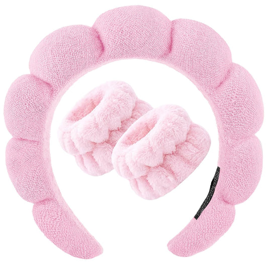 Spa Headband for Washing Face Wristband Set
