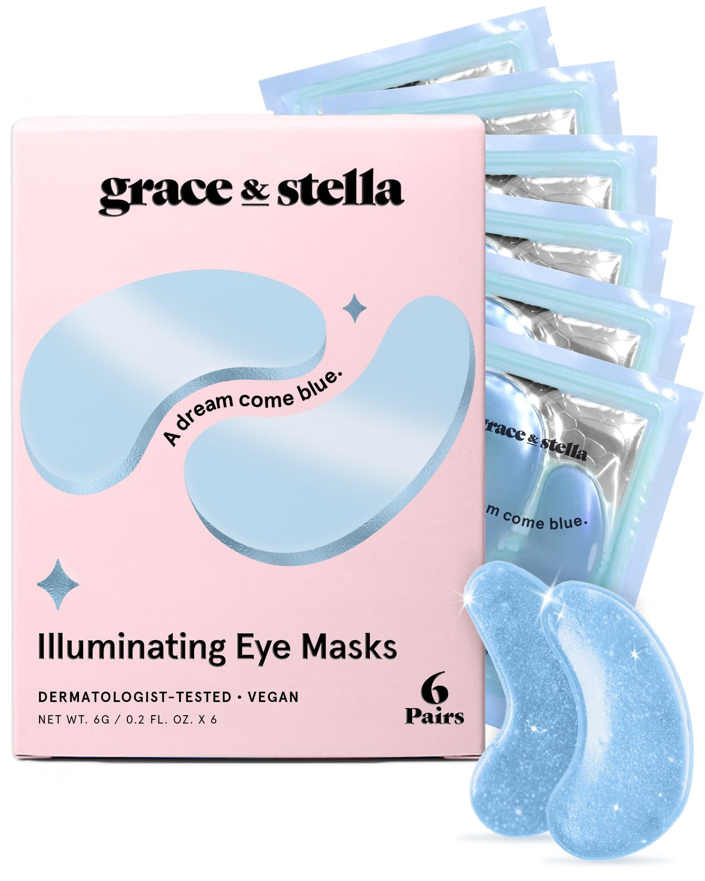 Award Winning Under Eye Mask Reduce Dark Circles, Puffy Eyes, Undereye Bags, Wrinkles, Gel Under Eye Patches, Birthday Gifts for Women - Vegan (24 Pairs, Blue)