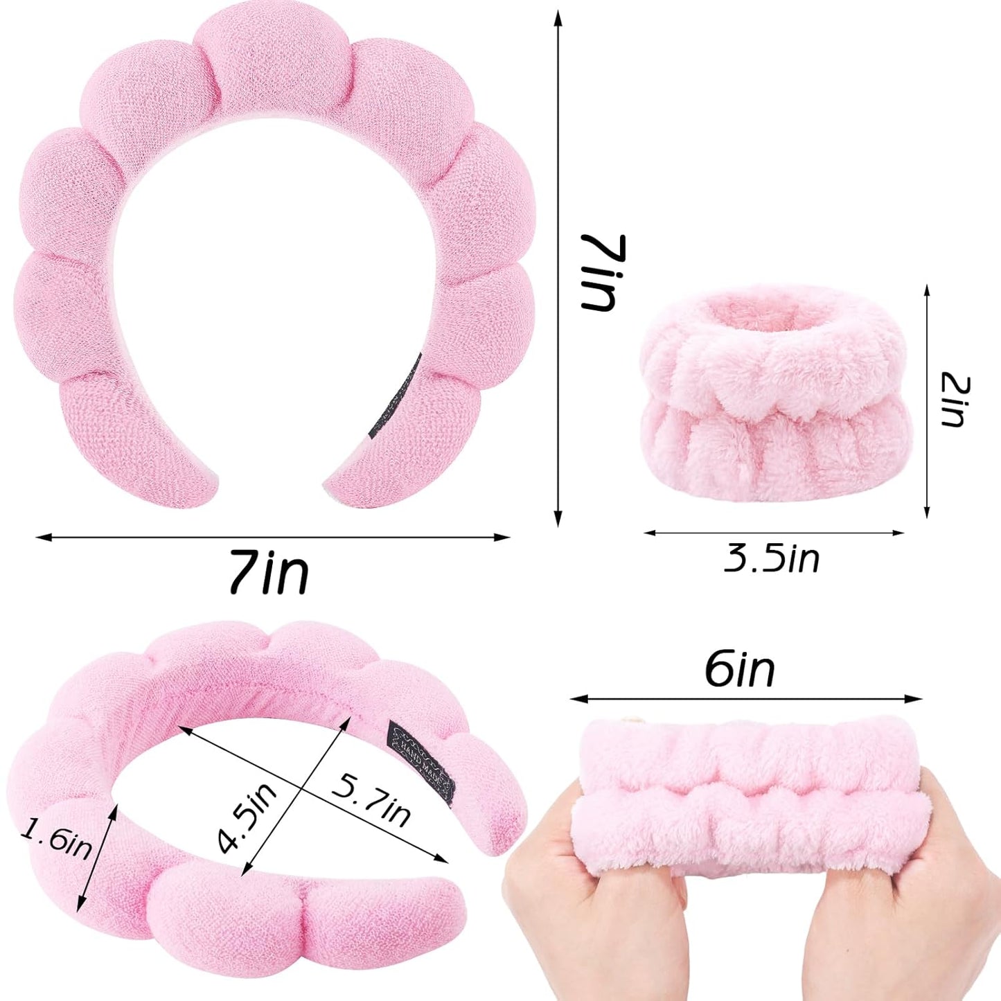 Spa Headband for Washing Face Wristband Set