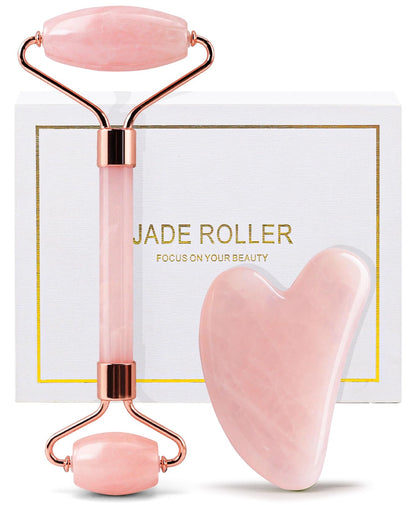 Rose Quartz Face Roller & Gua Sha Facial Tool Set