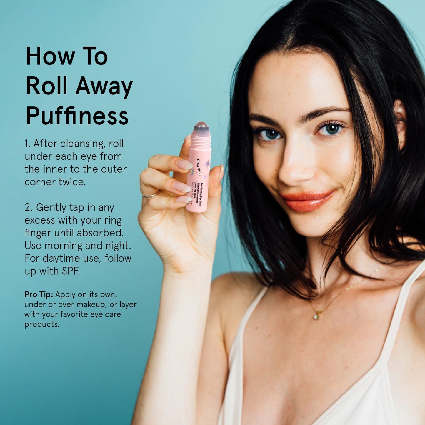 Under Eye Brightener Roller - Airplane Travel Essentials - Retinol & Caffeine Eye Serum for Puffiness, Dark Circles, Wrinkles - Vegan Skincare