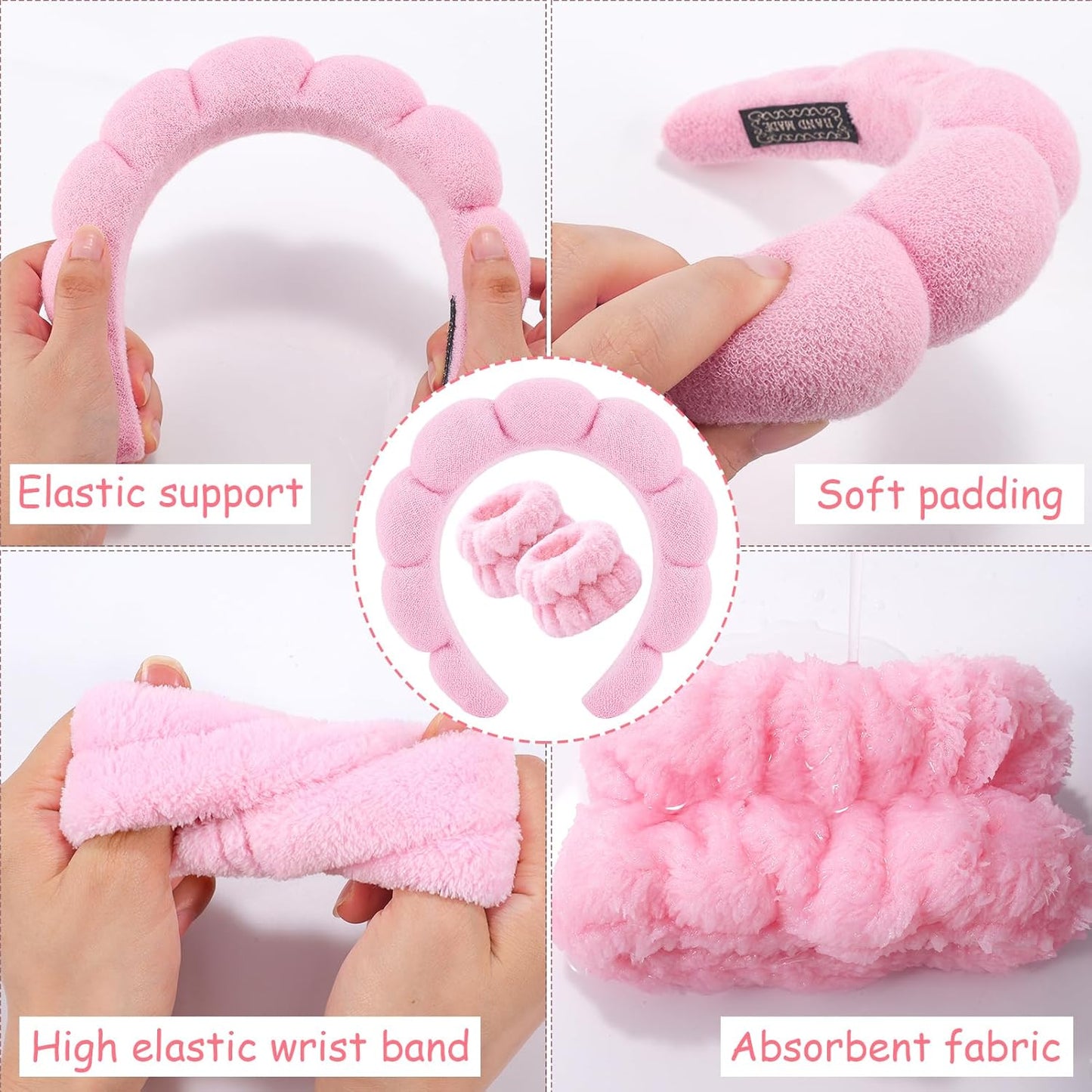 Spa Headband for Washing Face Wristband Set