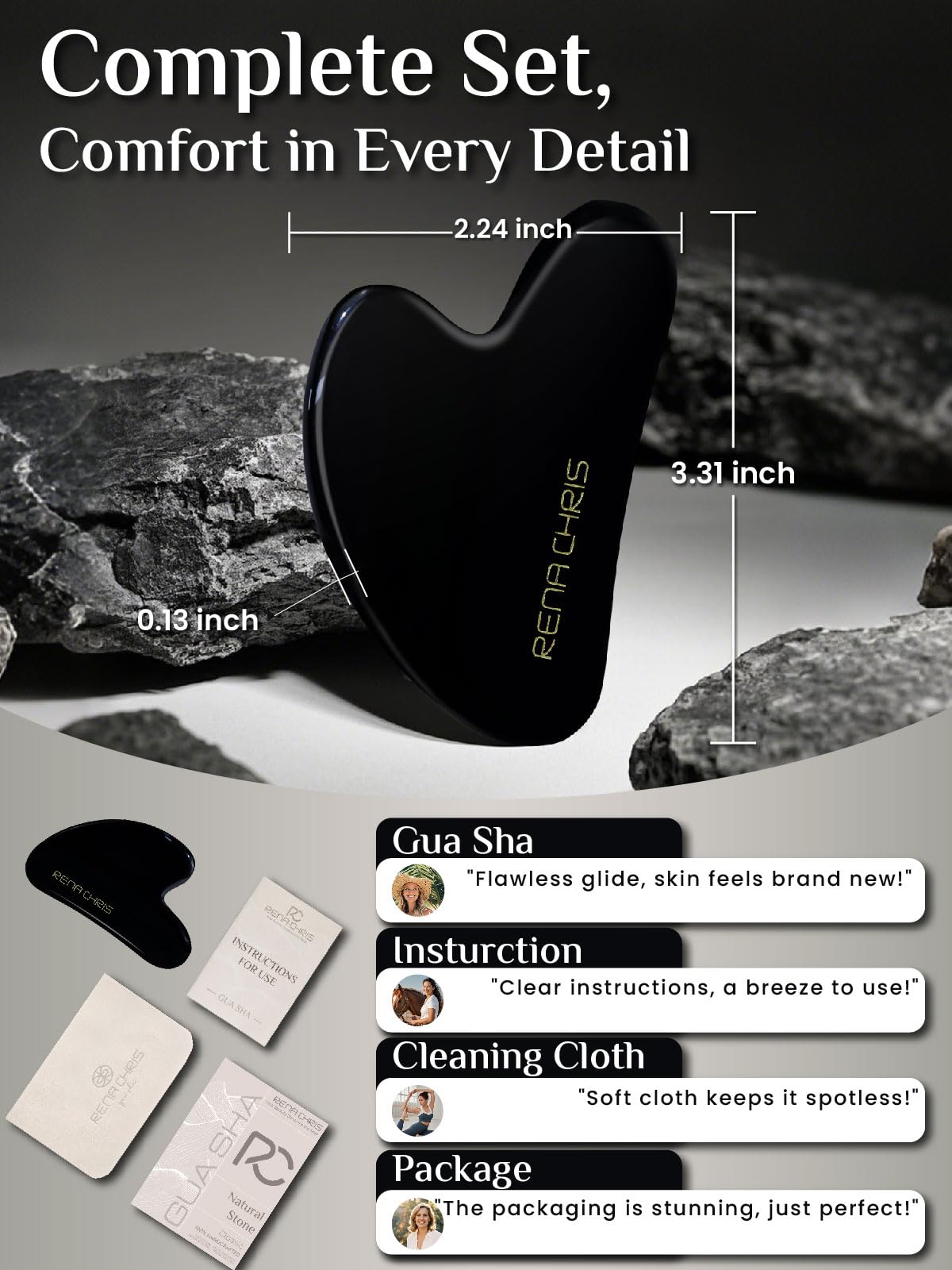Jade Stone Guasha Tool for Facial Massager for Jawline Sculpting and Puffiness Reducing