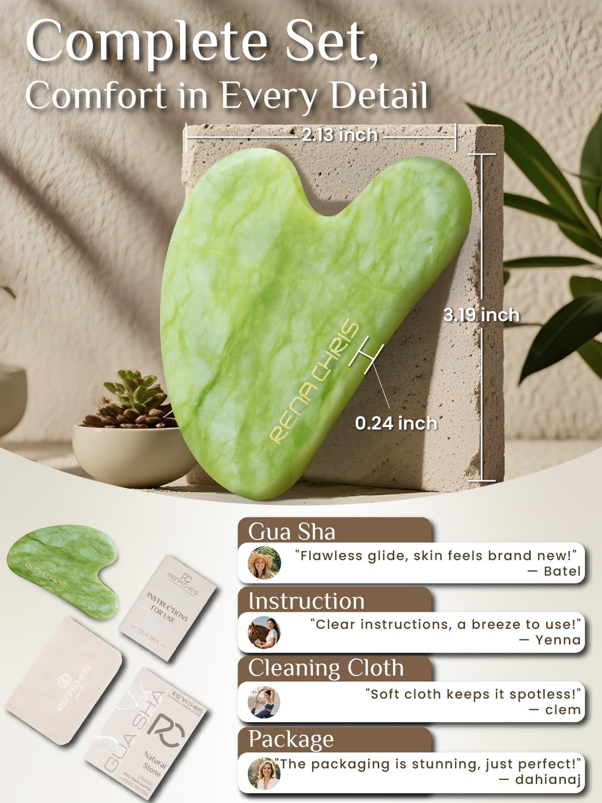Jade Stone Guasha Tool for Facial Massager for Jawline Sculpting and Puffiness Reducing