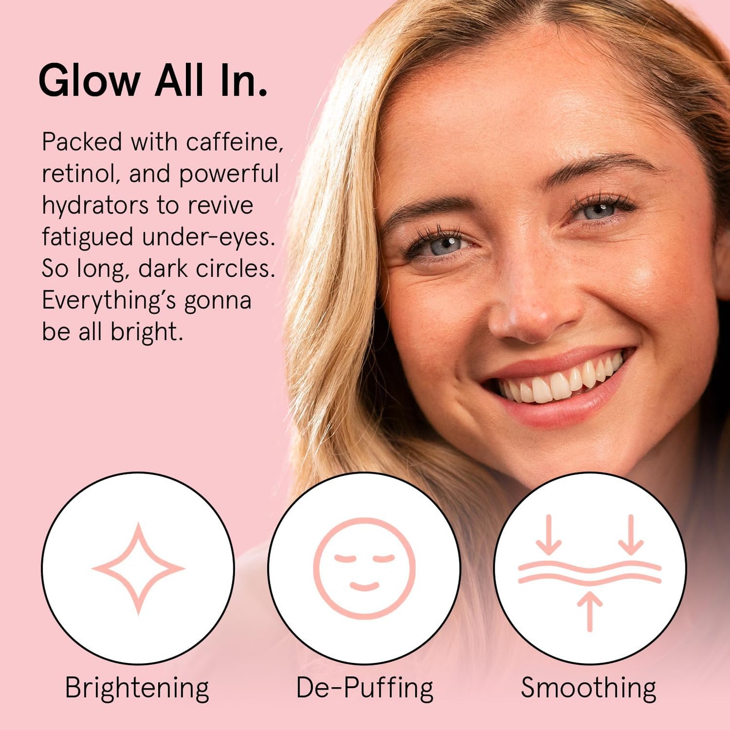 Under Eye Brightener Roller - Airplane Travel Essentials - Retinol & Caffeine Eye Serum for Puffiness, Dark Circles, Wrinkles - Vegan Skincare