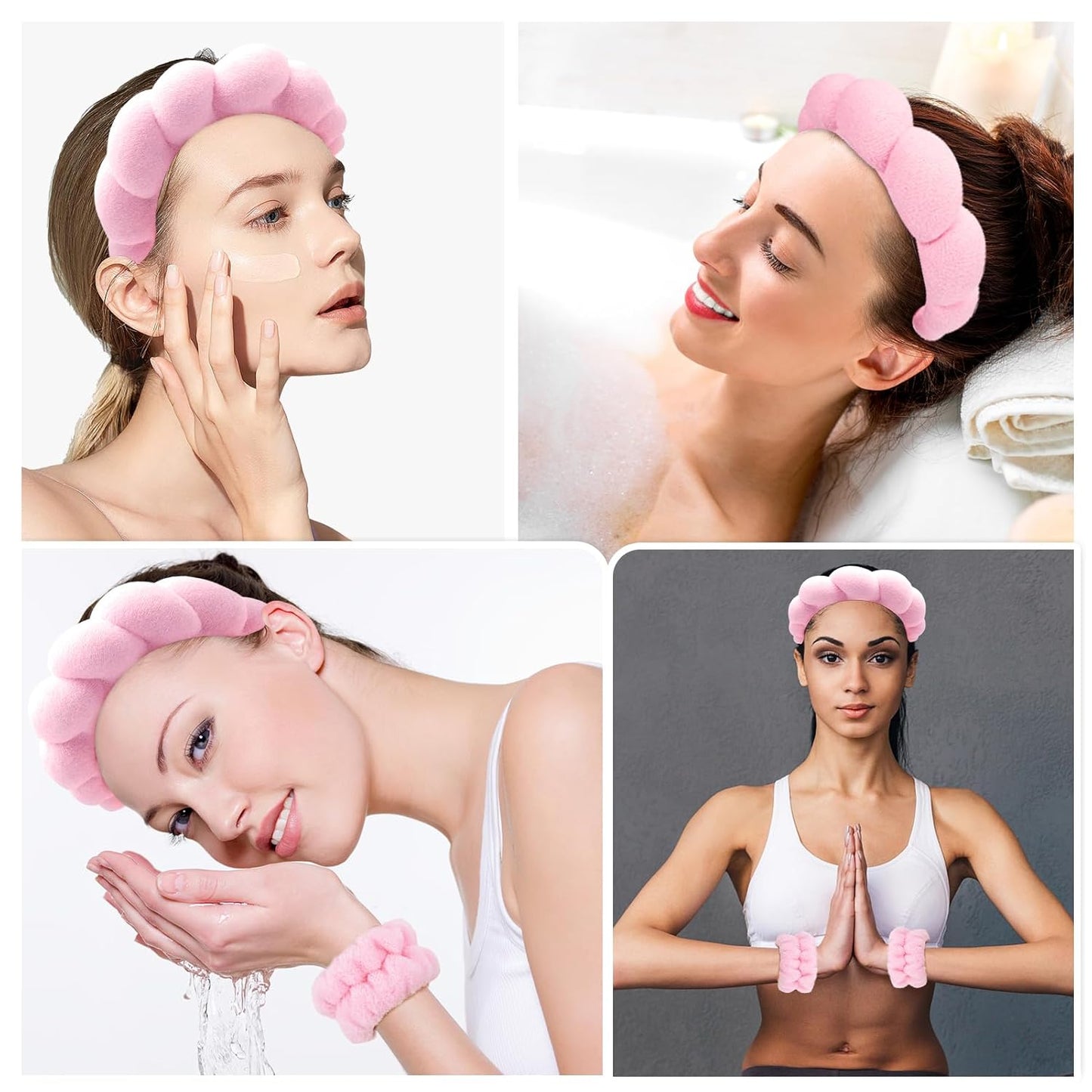 Spa Headband for Washing Face Wristband Set