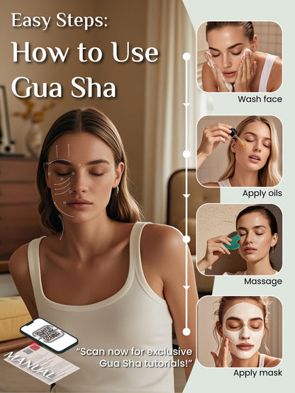 Jade Stone Guasha Tool for Facial Massager for Jawline Sculpting and Puffiness Reducing