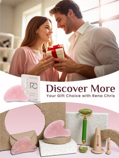 Jade Stone Guasha Tool for Facial Massager for Jawline Sculpting and Puffiness Reducing