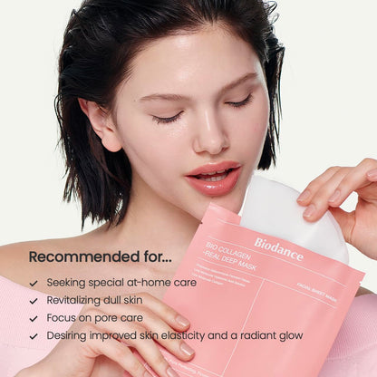 Bio-Collagen Real Deep Mask, Hydrating, Pore Minimizing, Elasticity, Plumping Improvement, Korean Skin Care
