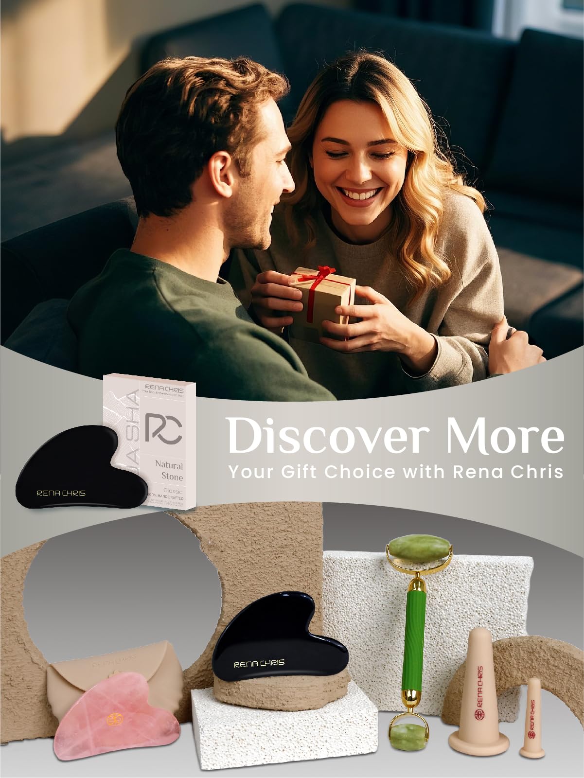 Jade Stone Guasha Tool for Facial Massager for Jawline Sculpting and Puffiness Reducing