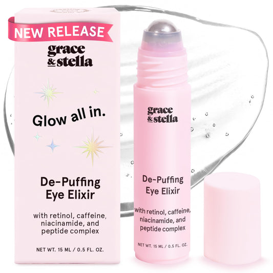 Under Eye Brightener Roller - Airplane Travel Essentials - Retinol & Caffeine Eye Serum for Puffiness, Dark Circles, Wrinkles - Vegan Skincare