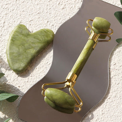 Rose Quartz Face Roller & Gua Sha Facial Tool Set