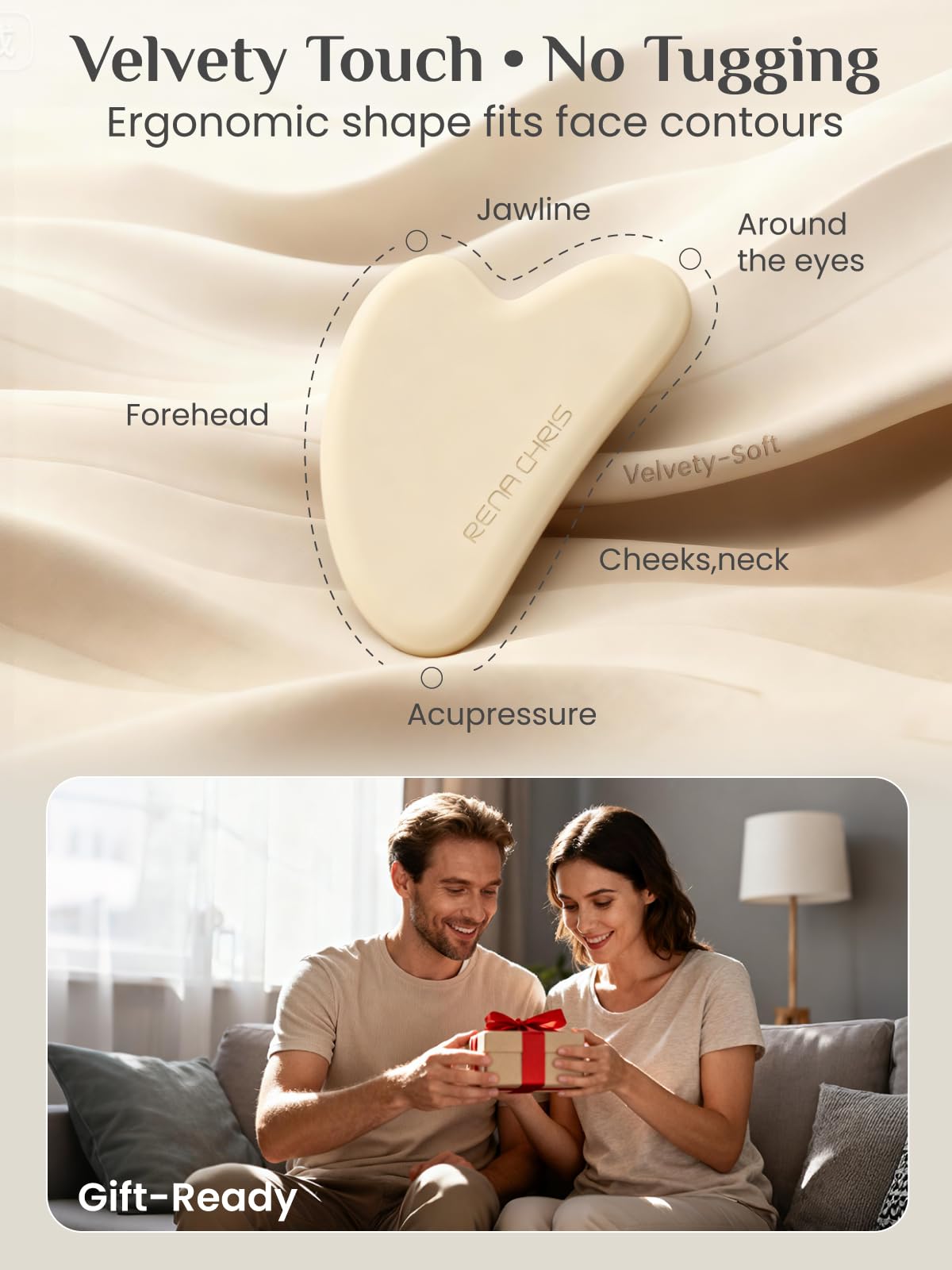 Jade Stone Guasha Tool for Facial Massager for Jawline Sculpting and Puffiness Reducing
