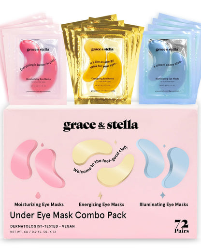 Award Winning Under Eye Mask Reduce Dark Circles, Puffy Eyes, Undereye Bags, Wrinkles, Gel Under Eye Patches, Birthday Gifts for Women - Vegan (24 Pairs, Blue)