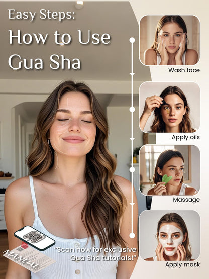 Jade Stone Guasha Tool for Facial Massager for Jawline Sculpting and Puffiness Reducing