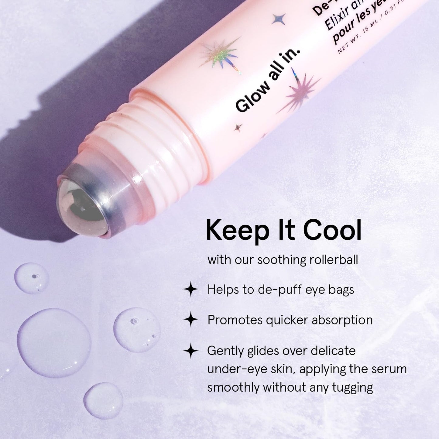 Under Eye Brightener Roller - Airplane Travel Essentials - Retinol & Caffeine Eye Serum for Puffiness, Dark Circles, Wrinkles - Vegan Skincare