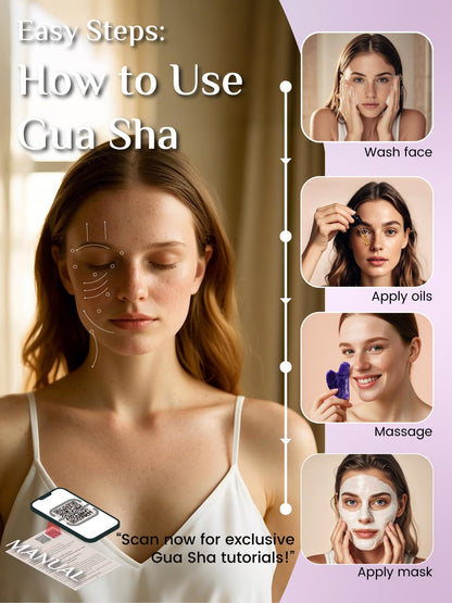 Jade Stone Guasha Tool for Facial Massager for Jawline Sculpting and Puffiness Reducing