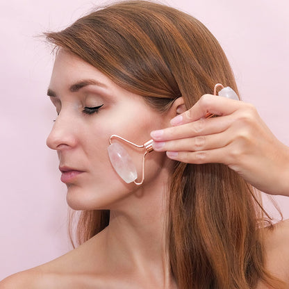Rose Quartz Face Roller & Gua Sha Facial Tool Set