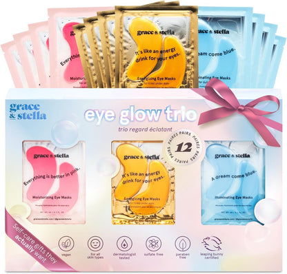 Award Winning Under Eye Mask Reduce Dark Circles, Puffy Eyes, Undereye Bags, Wrinkles, Gel Under Eye Patches, Birthday Gifts for Women - Vegan (24 Pairs, Blue)