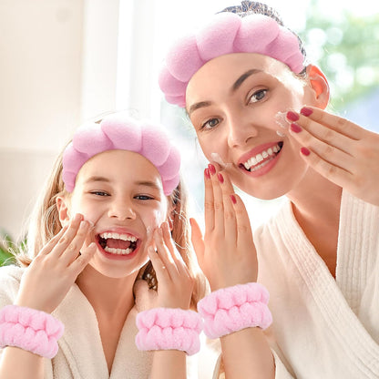 Spa Headband for Washing Face Wristband Set