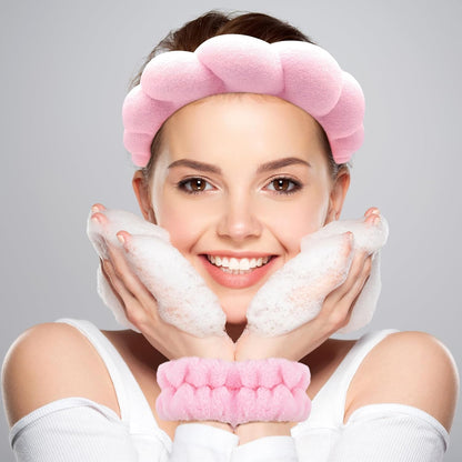 Spa Headband for Washing Face Wristband Set
