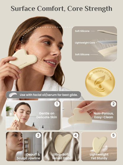 Jade Stone Guasha Tool for Facial Massager for Jawline Sculpting and Puffiness Reducing