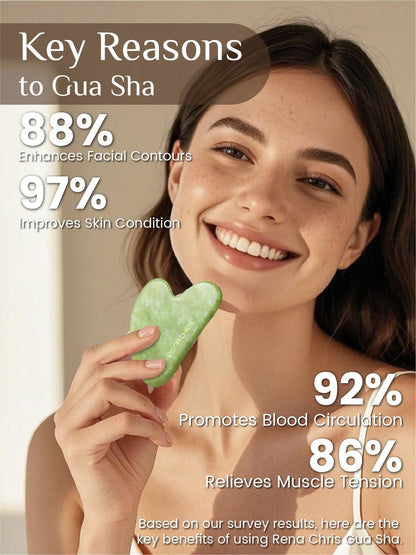 Jade Stone Guasha Tool for Facial Massager for Jawline Sculpting and Puffiness Reducing