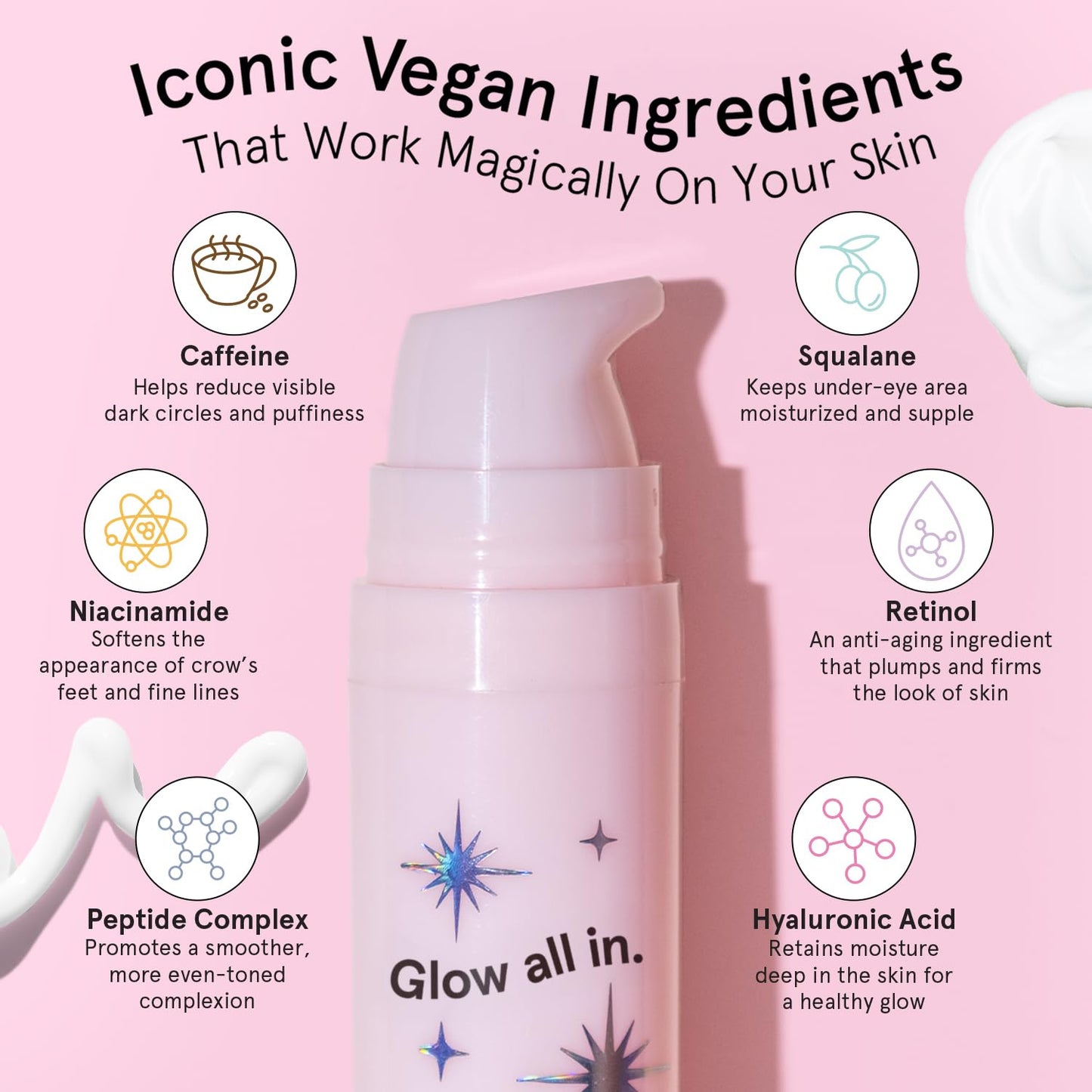 Under Eye Brightener Roller - Airplane Travel Essentials - Retinol & Caffeine Eye Serum for Puffiness, Dark Circles, Wrinkles - Vegan Skincare