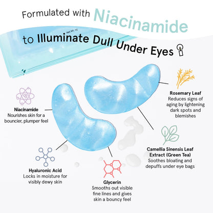 Award Winning Under Eye Mask Reduce Dark Circles, Puffy Eyes, Undereye Bags, Wrinkles, Gel Under Eye Patches, Birthday Gifts for Women - Vegan (24 Pairs, Blue)