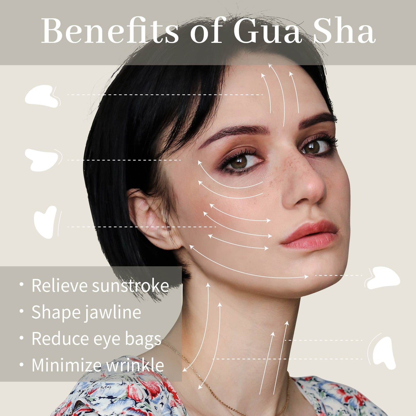 Jade Stone Guasha Tool for Facial Massager for Jawline Sculpting and Puffiness Reducing
