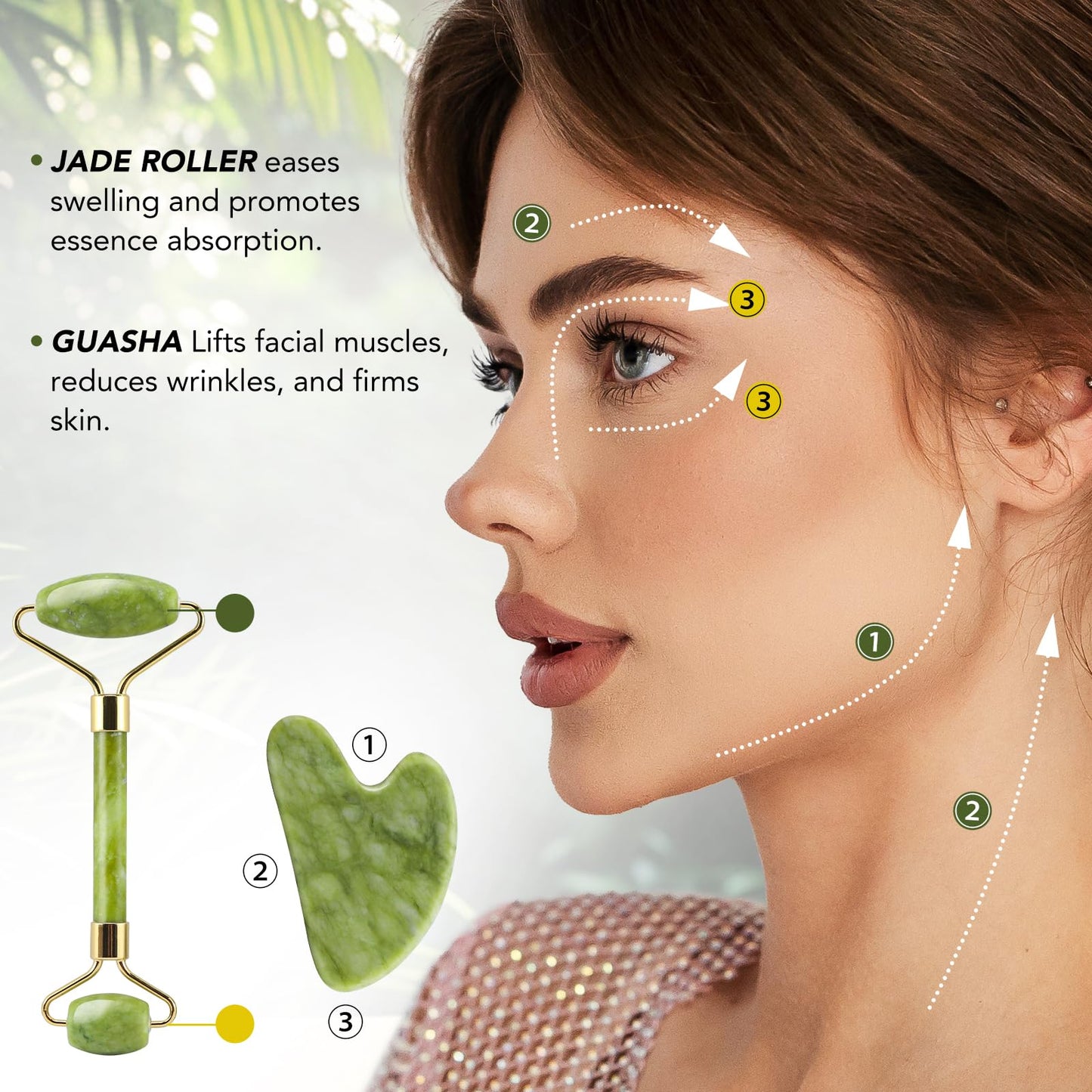 Rose Quartz Face Roller & Gua Sha Facial Tool Set