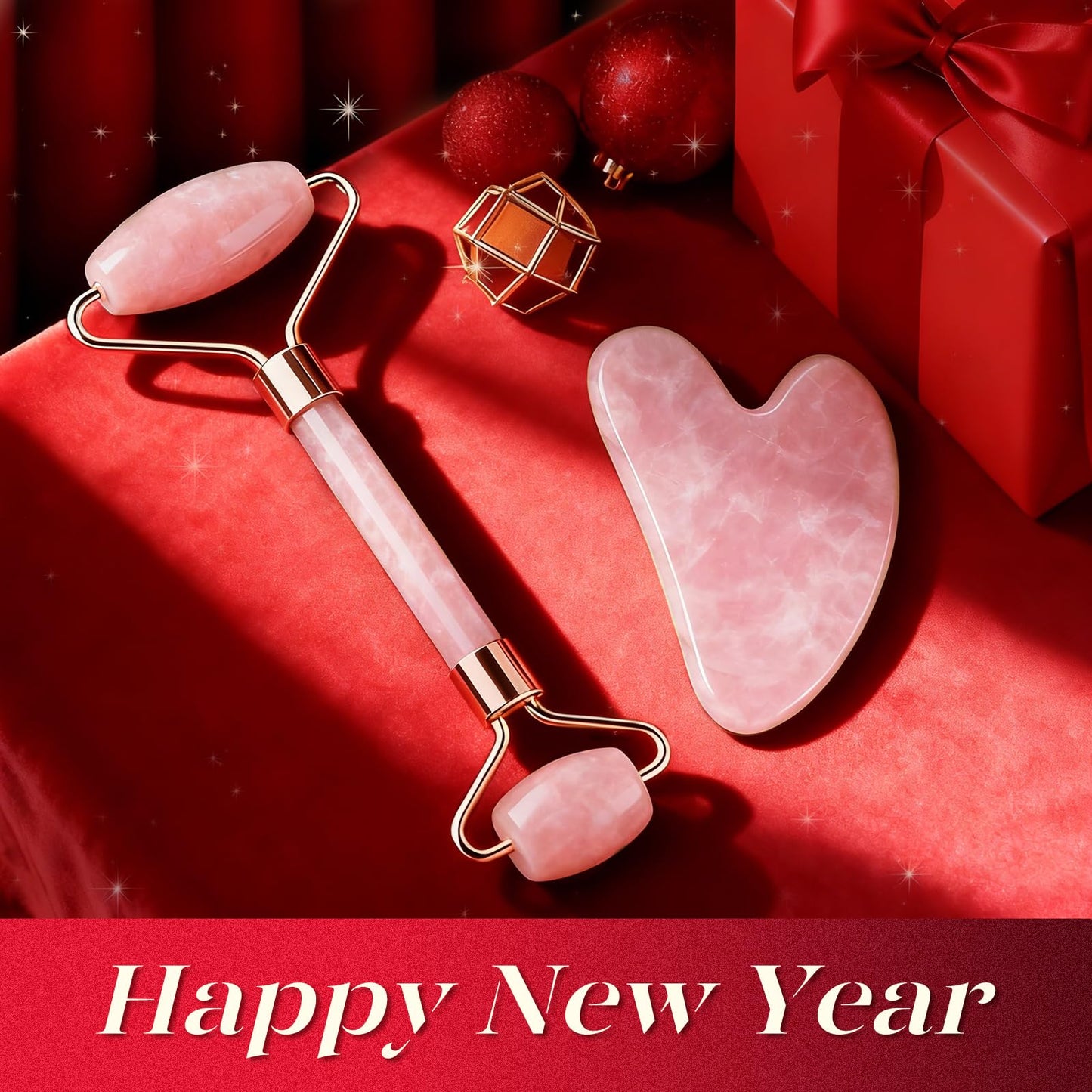 Rose Quartz Face Roller & Gua Sha Facial Tool Set