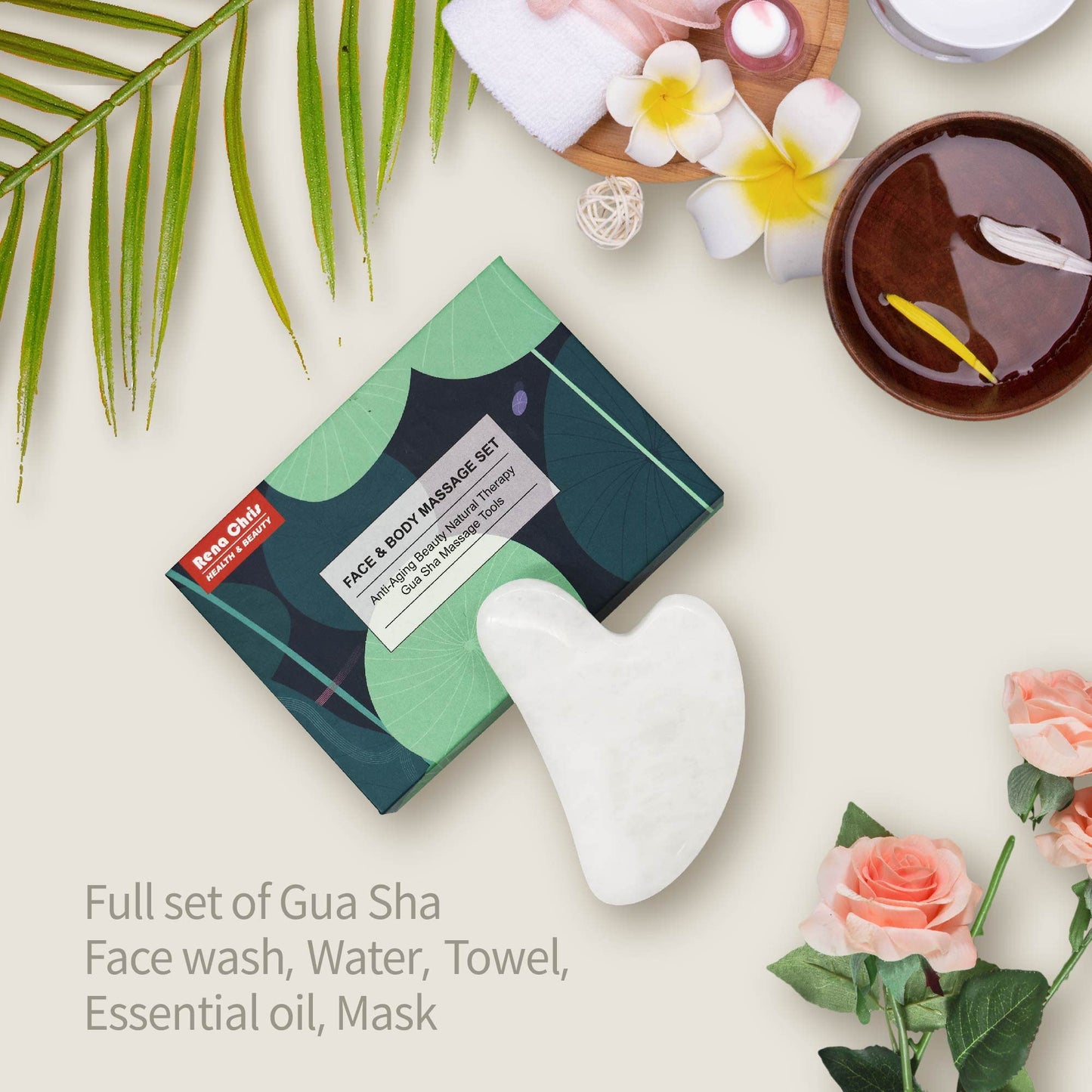 Jade Stone Guasha Tool for Facial Massager for Jawline Sculpting and Puffiness Reducing